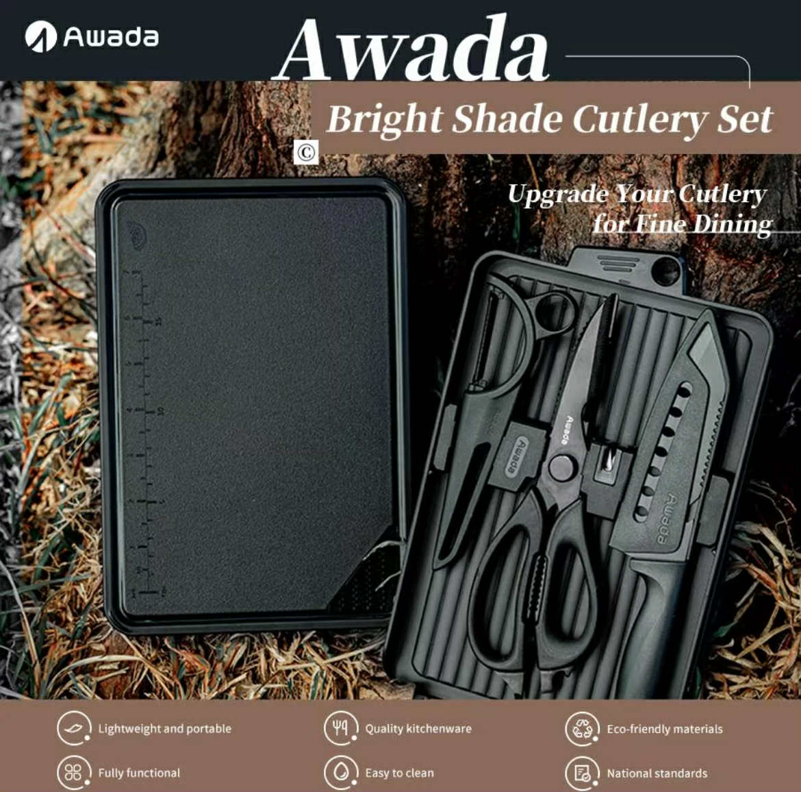 Awada Outdoor Cutting Set Camping Multifunctional Portable Knife