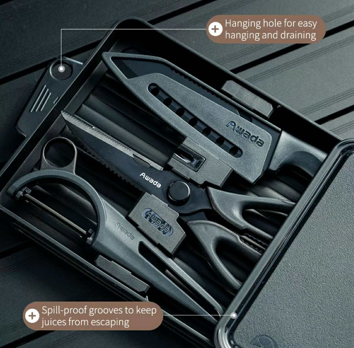 Awada Outdoor Cutting Set Camping Multifunctional Portable Knife